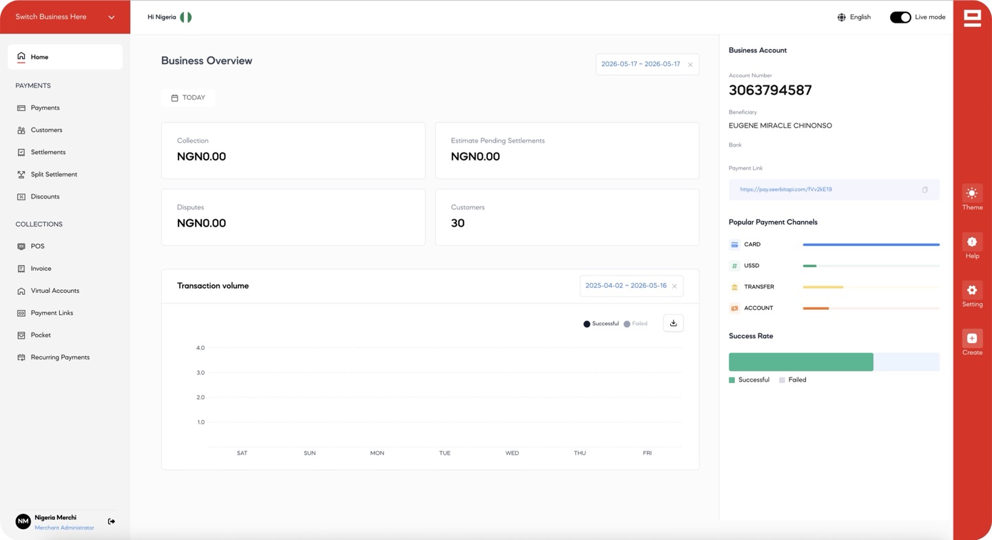 Seerbit Merchant Dashboard